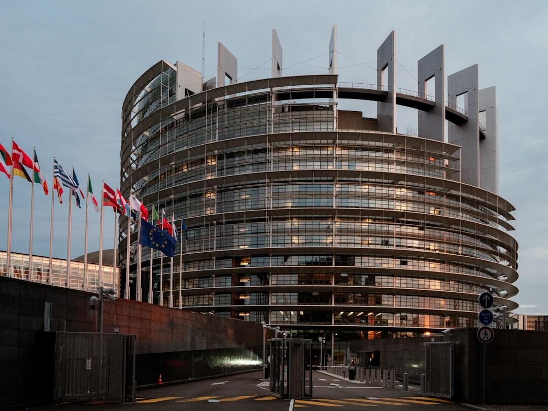 The european parlament in the evening sun in straßbourg