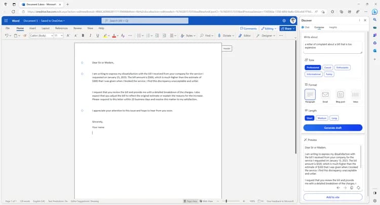 The new Bing AI sidebar in Microsoft Edge can already be used with web-based Office apps.