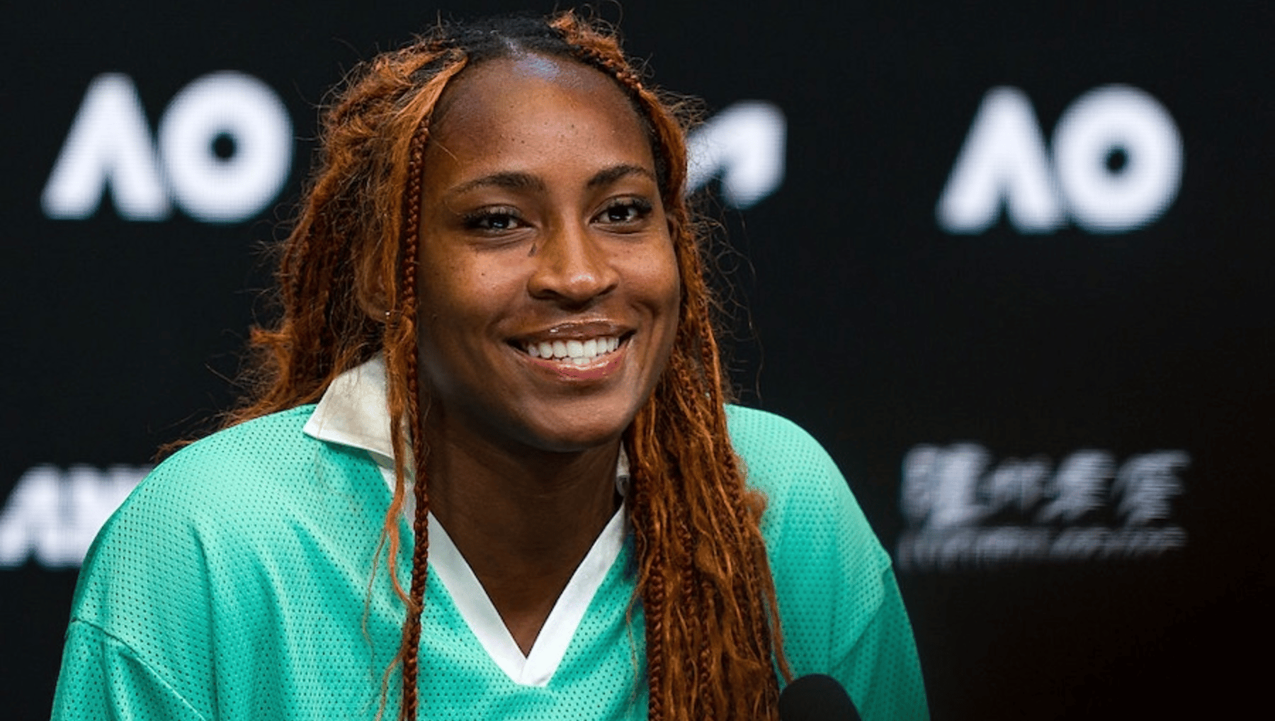 Coco Gauff of the United States talks to the media during a press conference ahead of the 2026 Australian Open