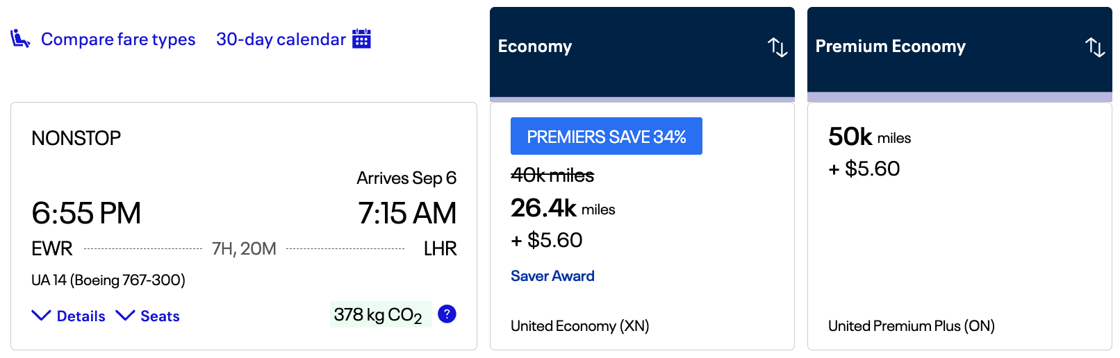 Newark to London with United miles