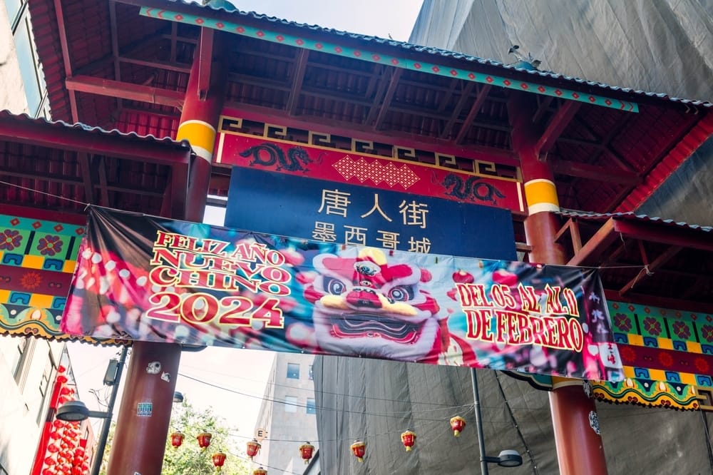 A sign celebrating the 2024 Chinese New Year in Mexico City’s Barrio Chino. Photo: Becauz Gao/Shutterstock