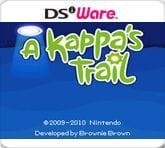 The "cover" for digital-only game A Kappa's Trail, which uses stylized green font over a blue background meant to invoke water. A DSiWare logo is at the top.
