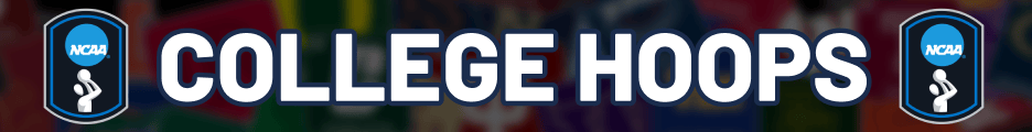 "College Hoops" in white in between 2 NCAA basketball logos.