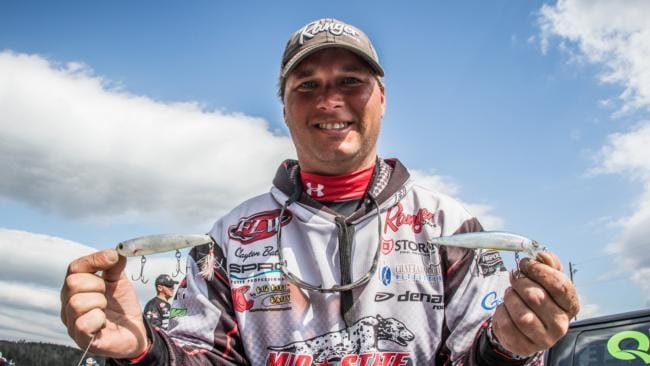 Running far up the Sipsey River, Clayton Batts caught his fish on a Reaction Innovations Vixen topwater and a SPRO blue-colored SPRO McStick jerkbait.