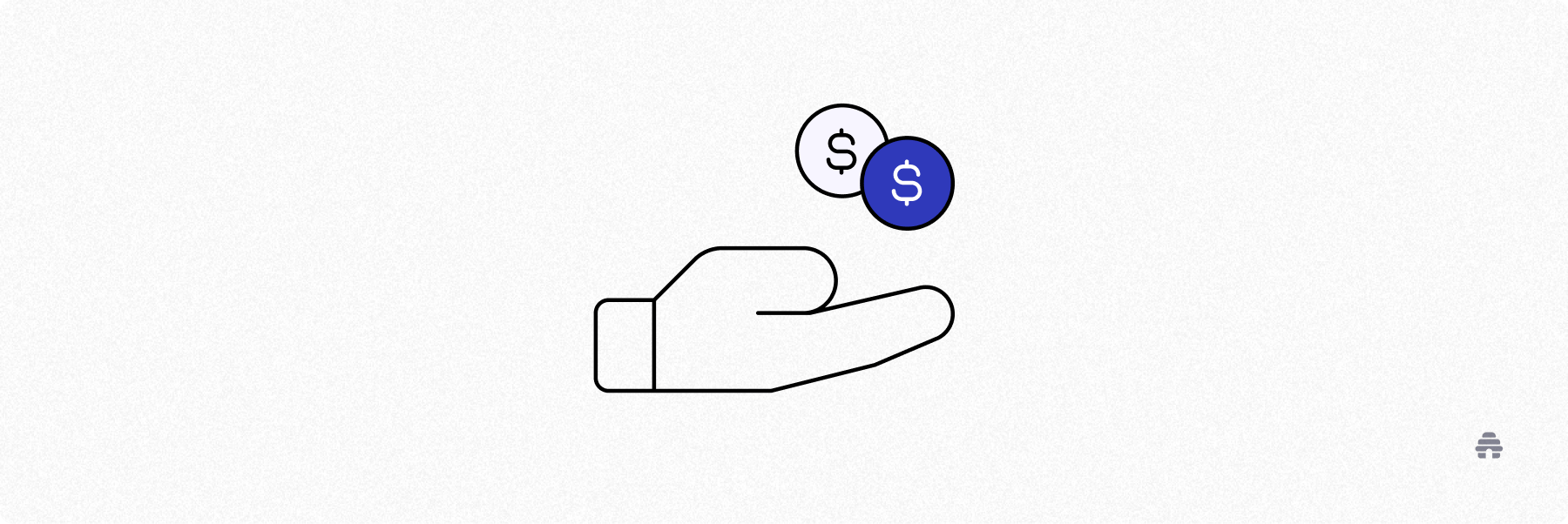 Hand holding two dollar-sign coins, symbolizing how creators can earn payouts and generate revenue through beehiiv’s monetization tools.
