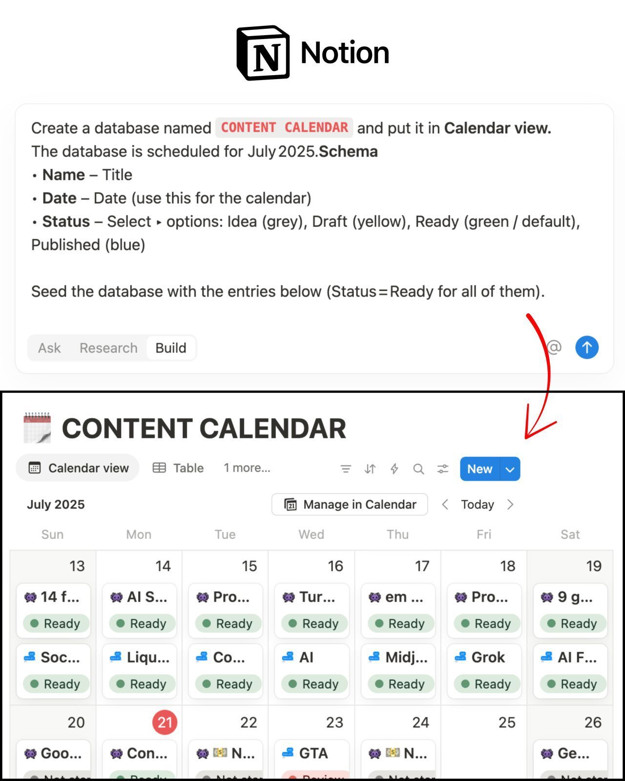 How to build a content calendar with just one prompt