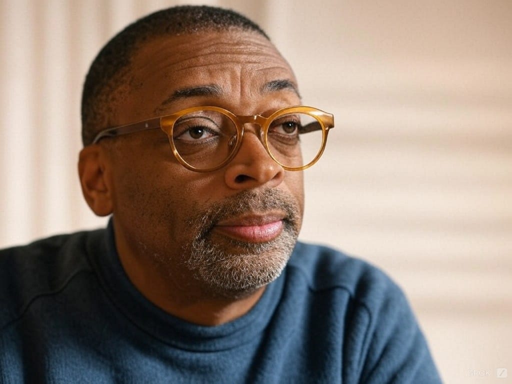 Spike Lee on a film set, known for directing socially conscious films like Do the Right Thing, Malcolm X, and BlacKkKlansman.