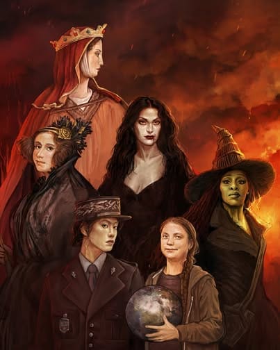 affiche présentant diverses femmes à l'air fier devant une fournaise