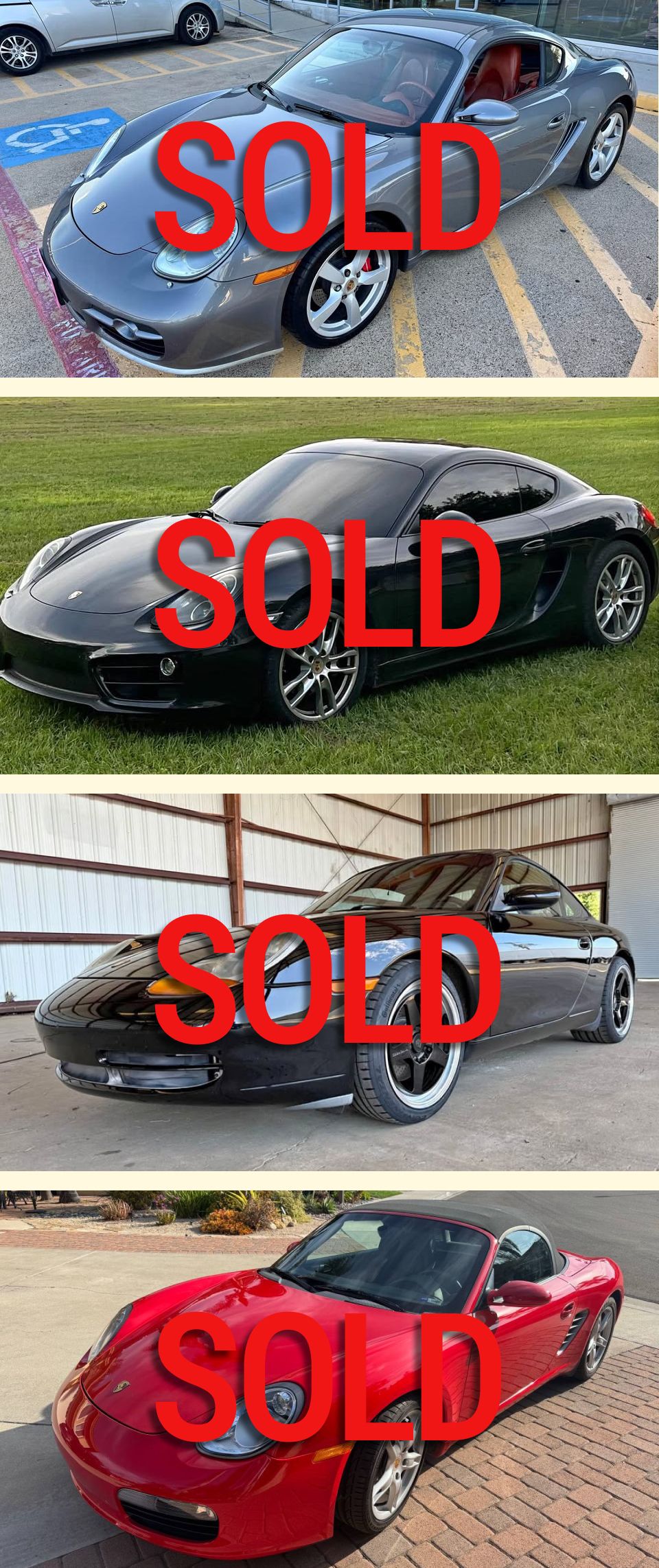 Sold Porsche listings from previous Pepita Picks newsletter issue