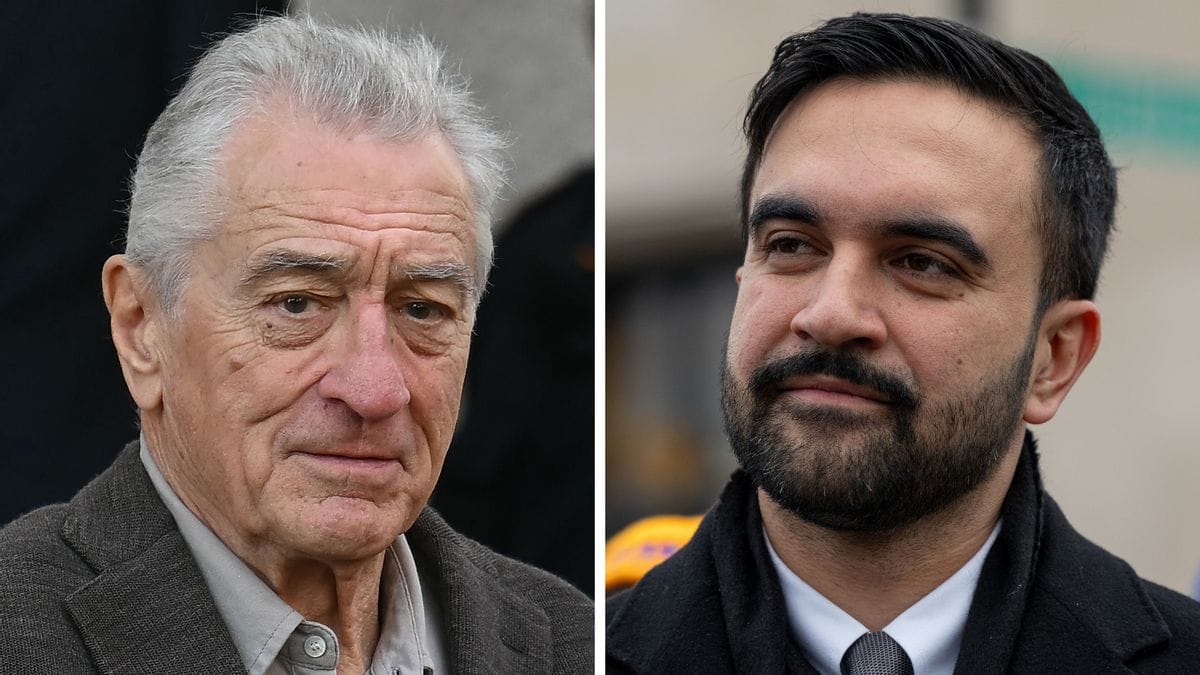 A white man with a slightly worried face is pictured next to a South Asian man who is smiling.