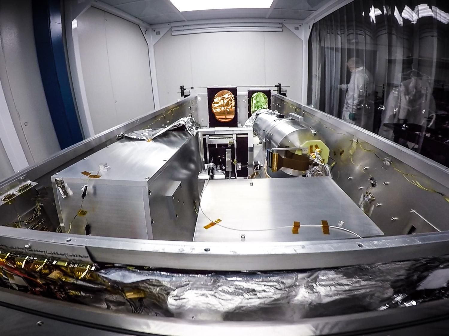 The Habitable Zone Planet Finder (HPF), developed under Penn State leadership, delivers the most precise infrared measurements yet of signals from nearby stars. Shown here is the HPF instrument being installed inside its clean-room housing on the Hobby Eberly Telescope at McDonald Observatory.