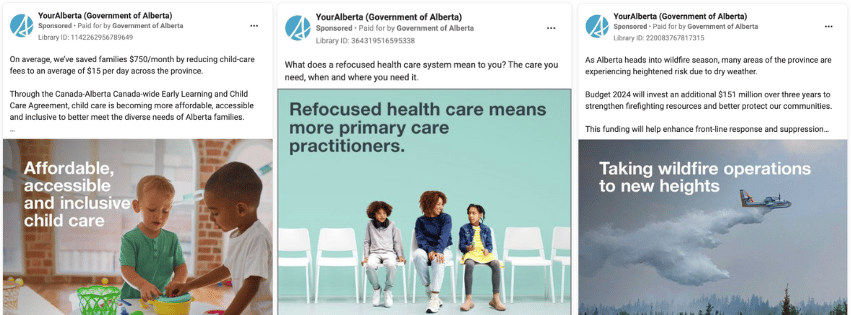 Ads currently being run by the Government of Alberta.