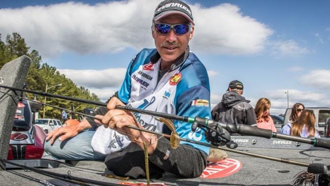 Andy Morgan relied on a green pumpkin-colored Zoom Finesse Worm on a shaky head for most of the week and pitched a Texas-rigged Zoom Z-Craw on the final day.