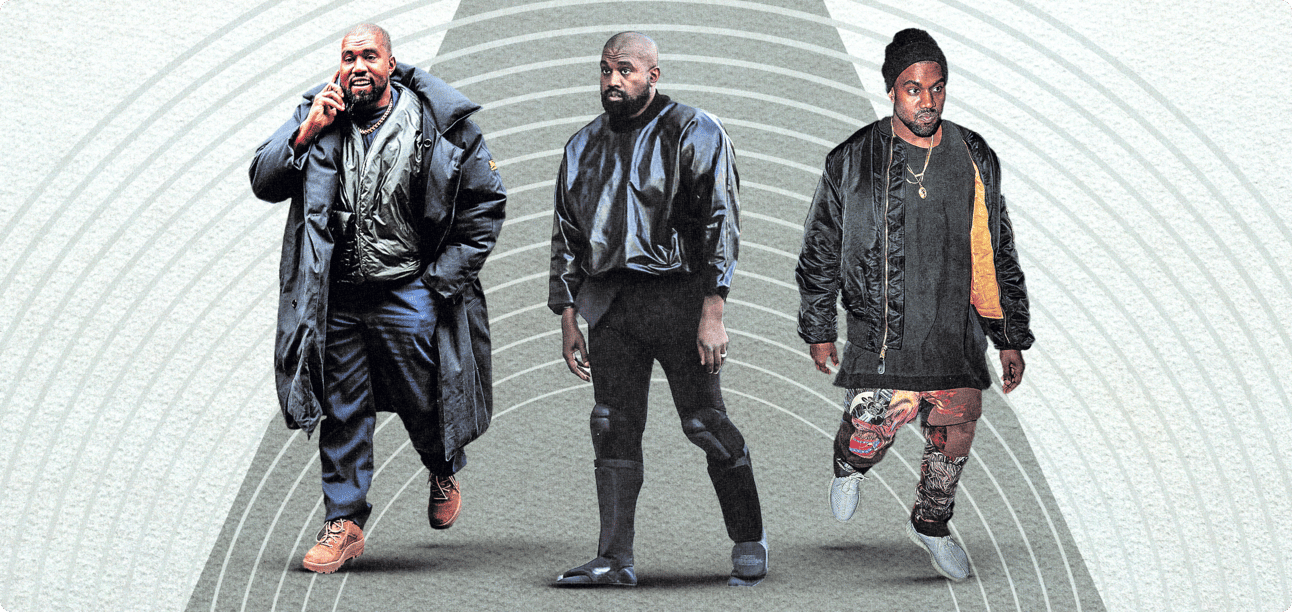 Ye wearing different outfits