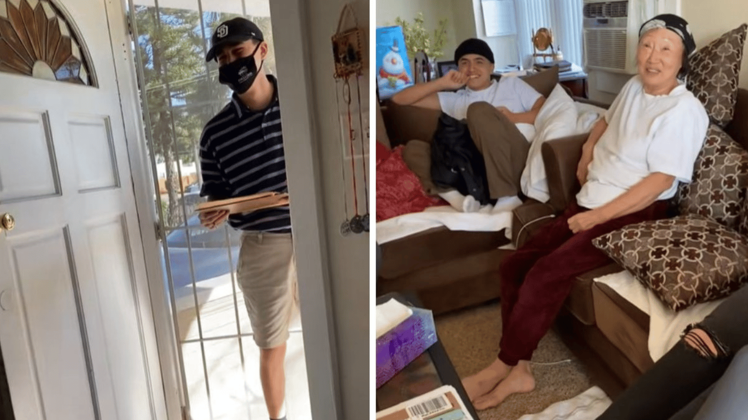 When her brother returns from a military deployment, they decide to surprise Grandma, disguising him as an Amazon driver.