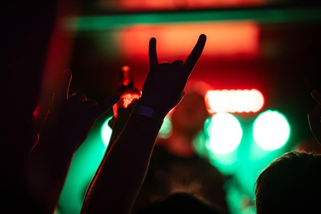 A hand in the air at a concert