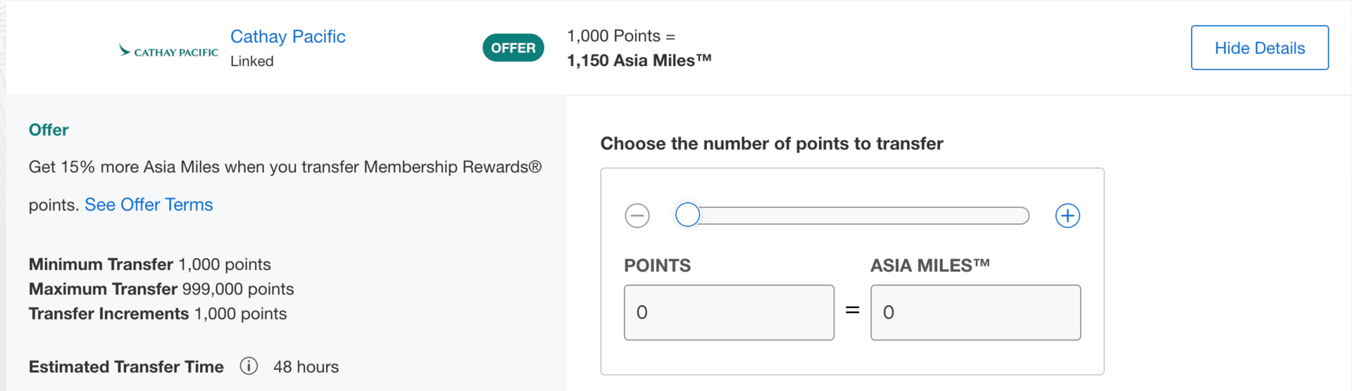 15% transfer bonus to Cathay