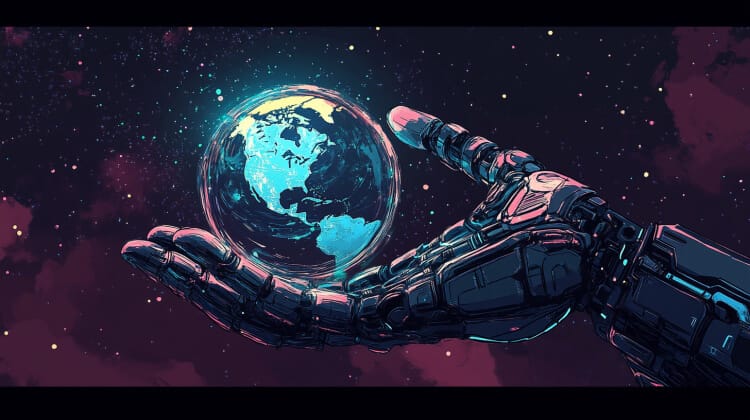 Robotic Hand Reaching for the Planet