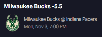 Bucks -5.5 Spread