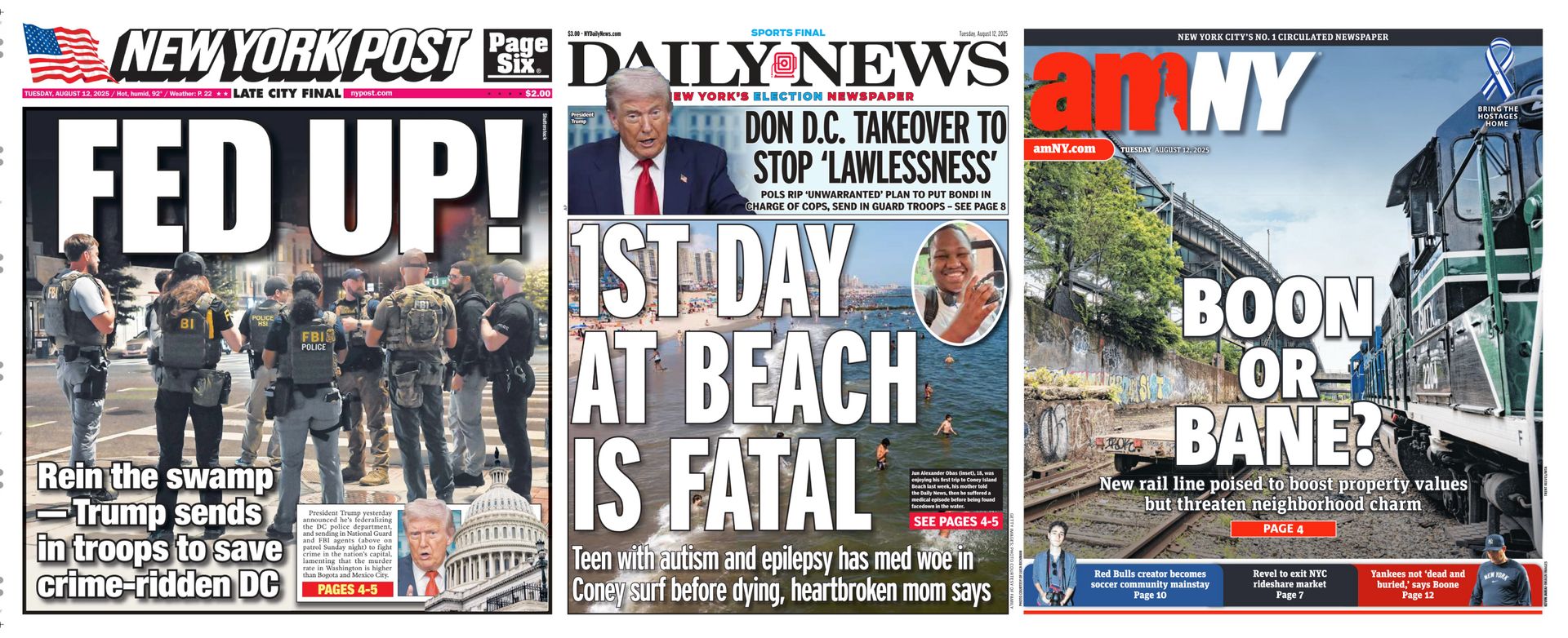 New York Newspaper Front Pages for August 12th, 2025