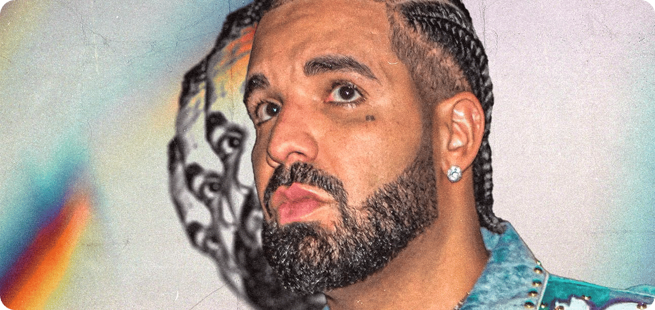 Drake's face in an optical illusion