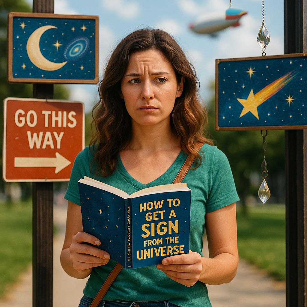 A woman waiting for signs from the universee