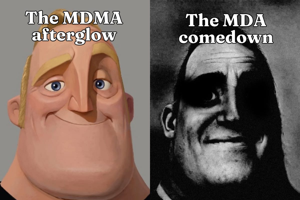 The MDMA afterglow vs the MDA comedown