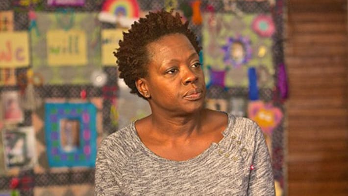 Viola Davis as Lila Walcott looking determined and grief-stricken in a scene from the thriller 'Lila & Eve'.