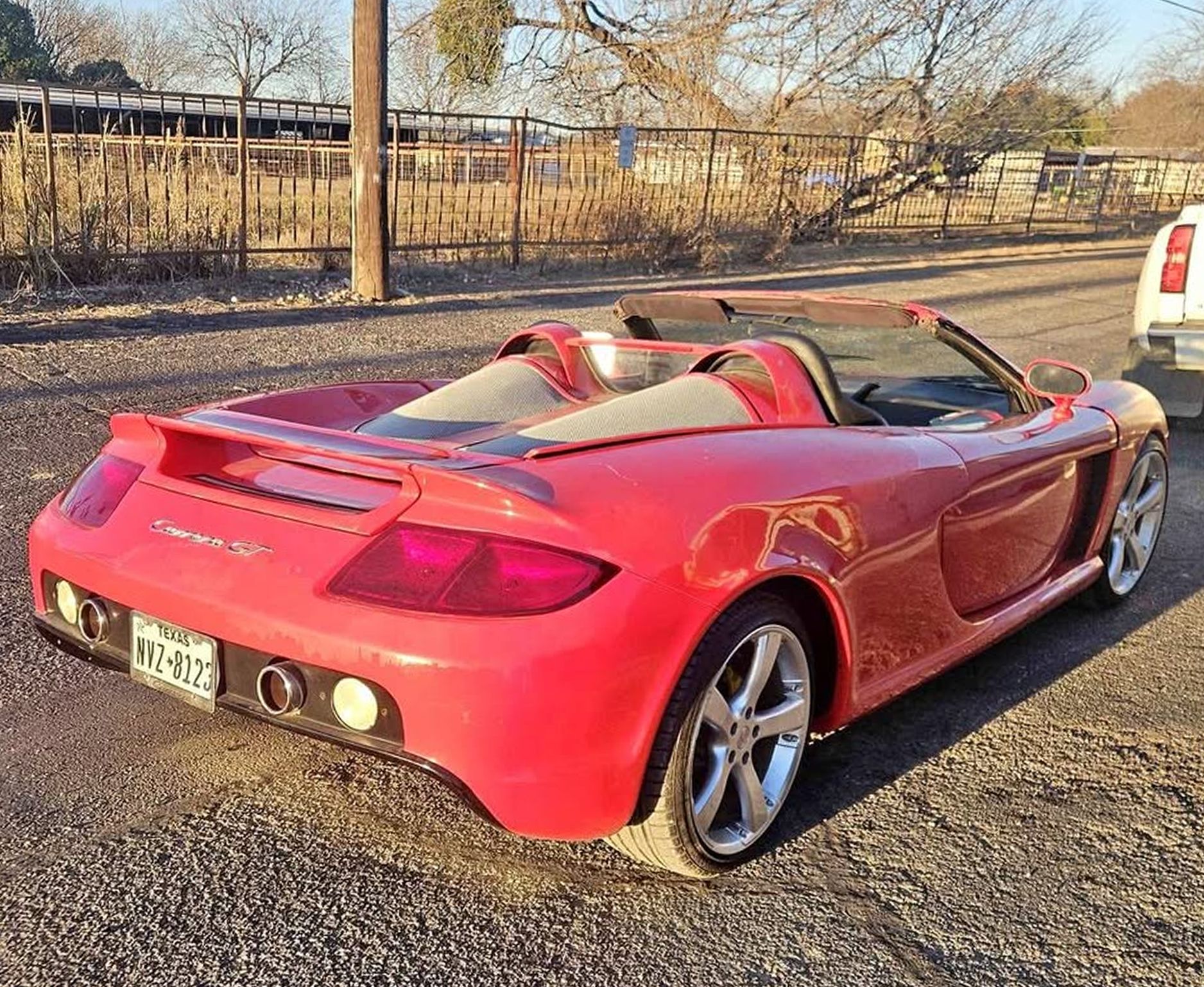 Custom Pontiac Fiero with Porsche Carrera GT body kit replica, Chevy V8 engine, and 944 transmission. Listed for $30,000 in Marion, Texas. DIY supercar build project.