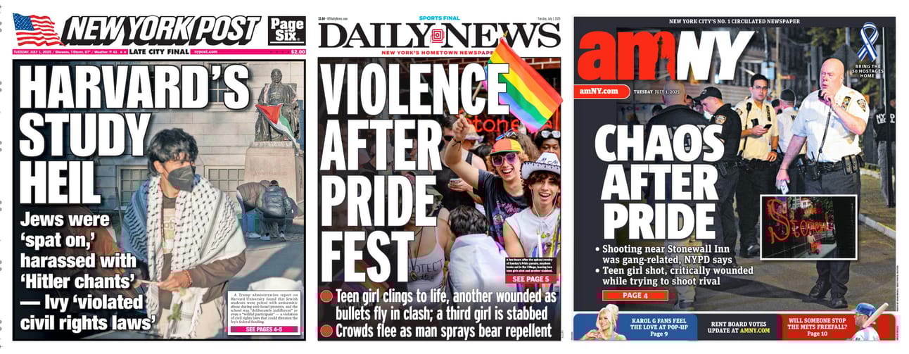 New York Newspaper Front Pages for July 1st, 2025