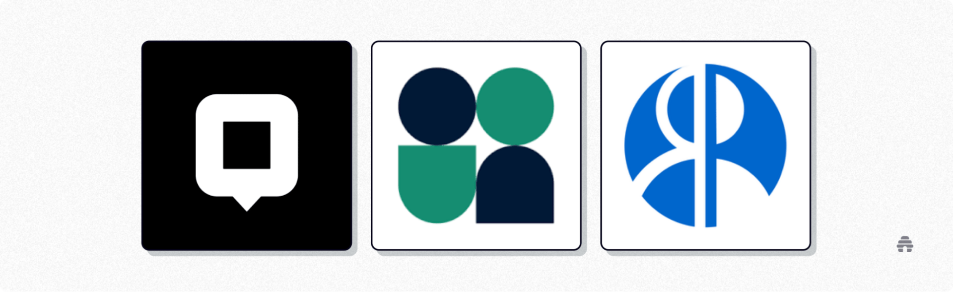 Three logo icons displayed side by side, representing different creator and newsletter platforms commonly integrated with beehiiv for audience growth and engagement.