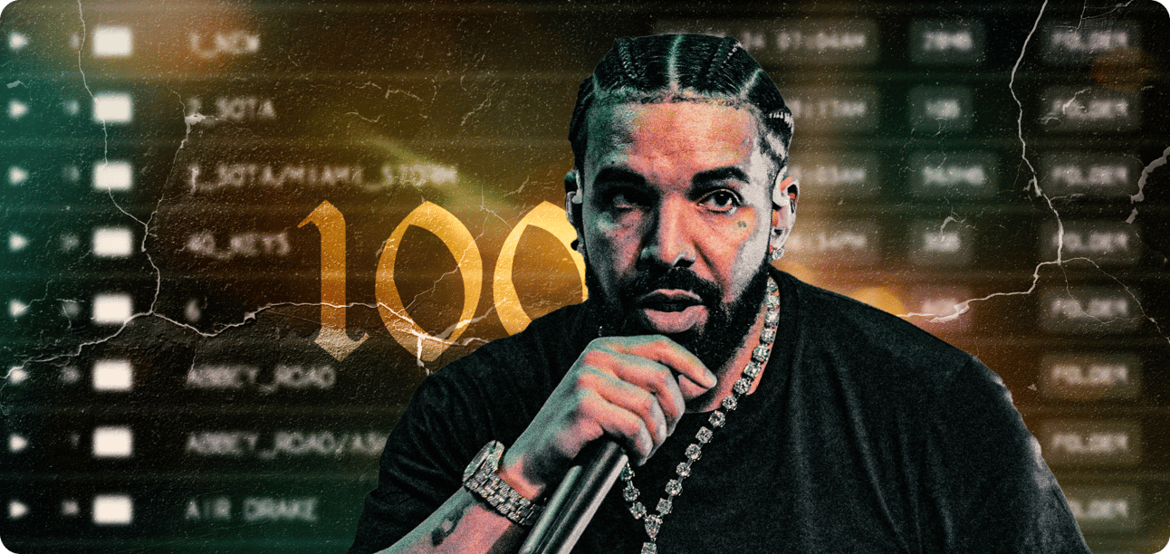 Drake rapping into a microphone