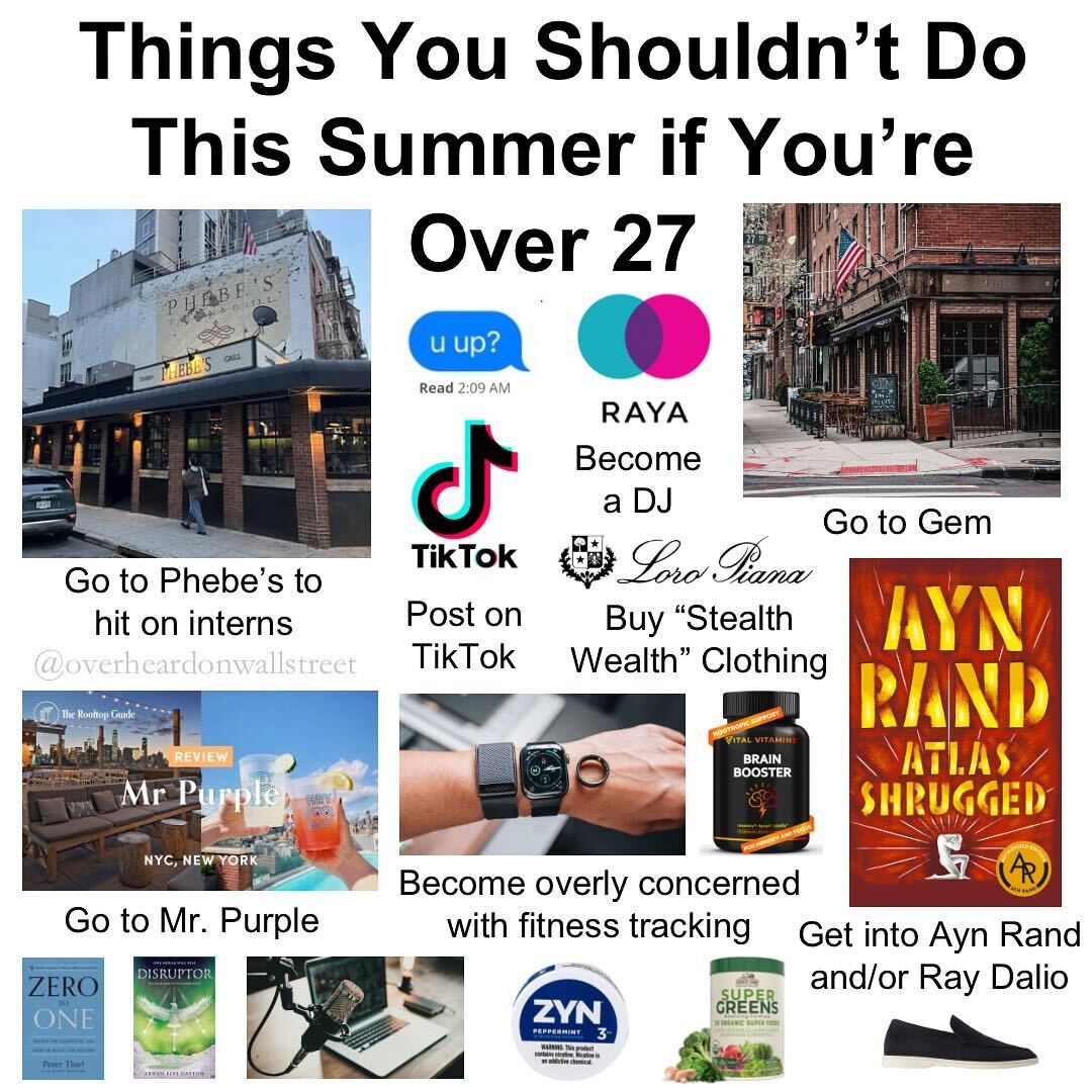 short squeez things you shouldn't do over this summer if you're over 27 meme
