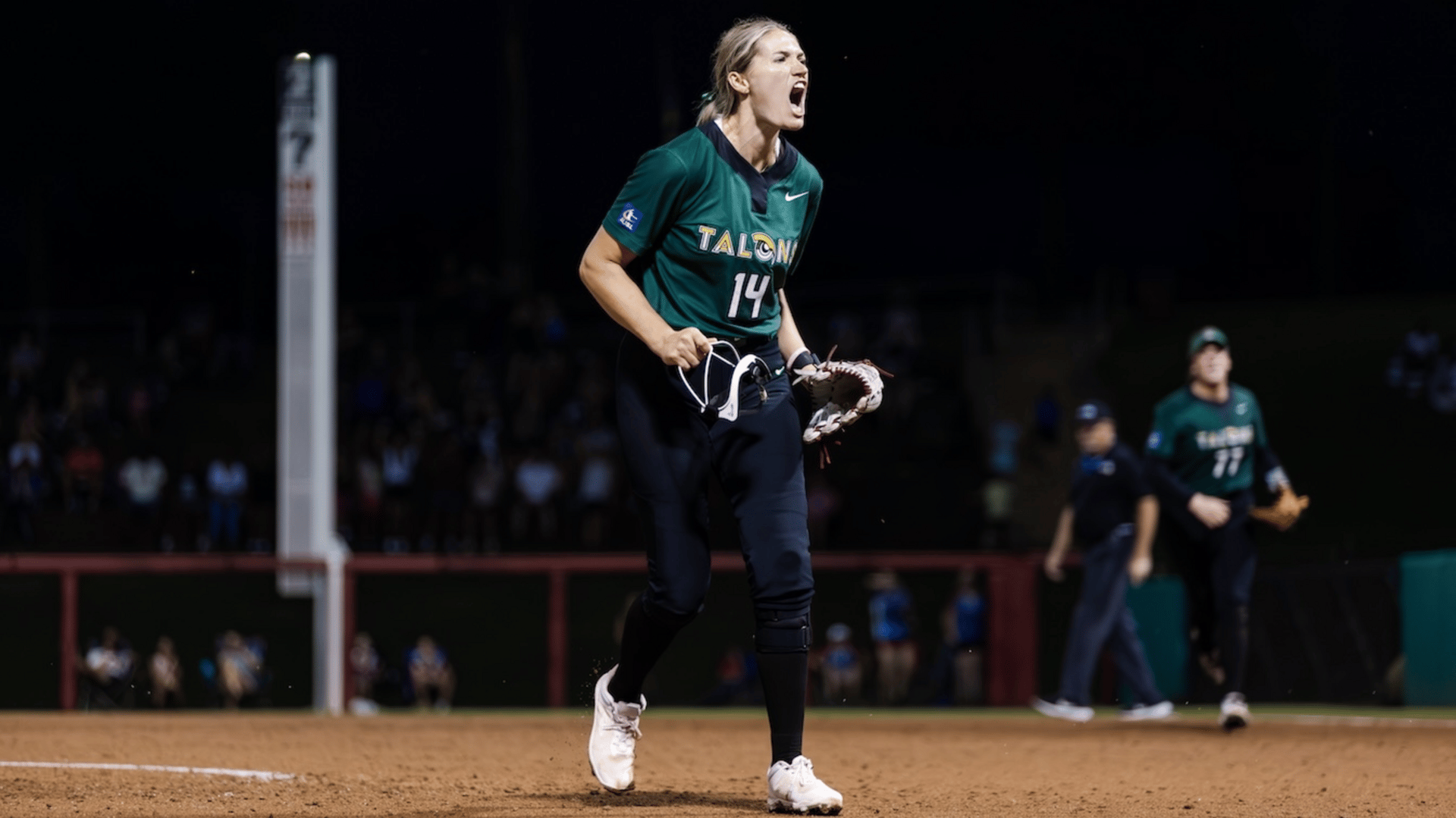 Montana Fouts of the Talons celebrates an inning-ending out