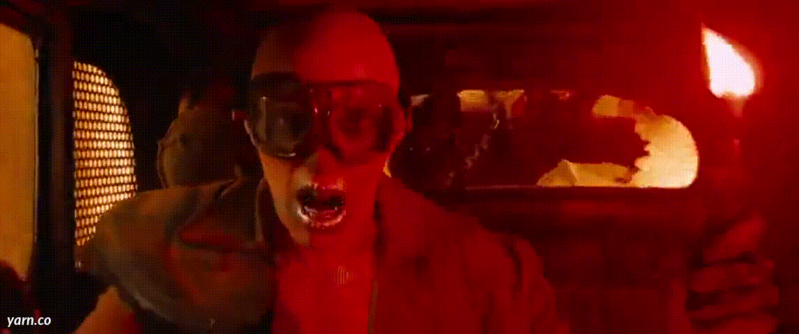 “You will ride eternal, shiny and chrome” scene from Mad Max Fury Road"