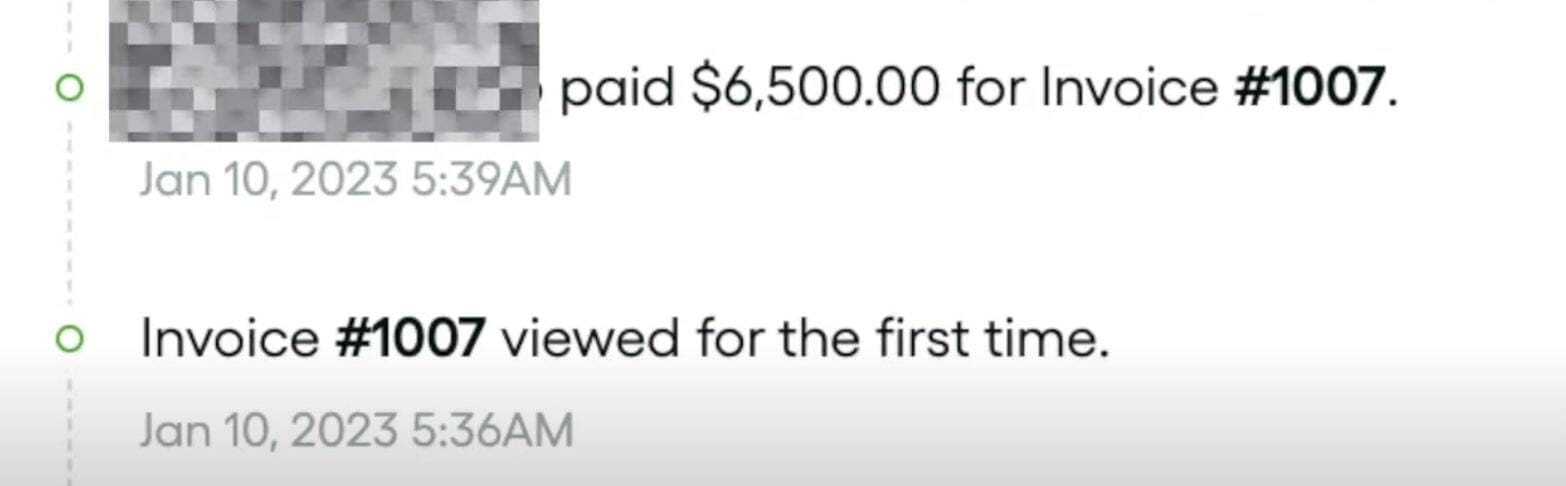 Paid invoice from first client