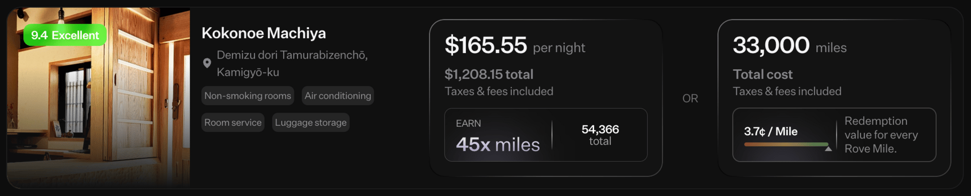 Booking example in Kyoto