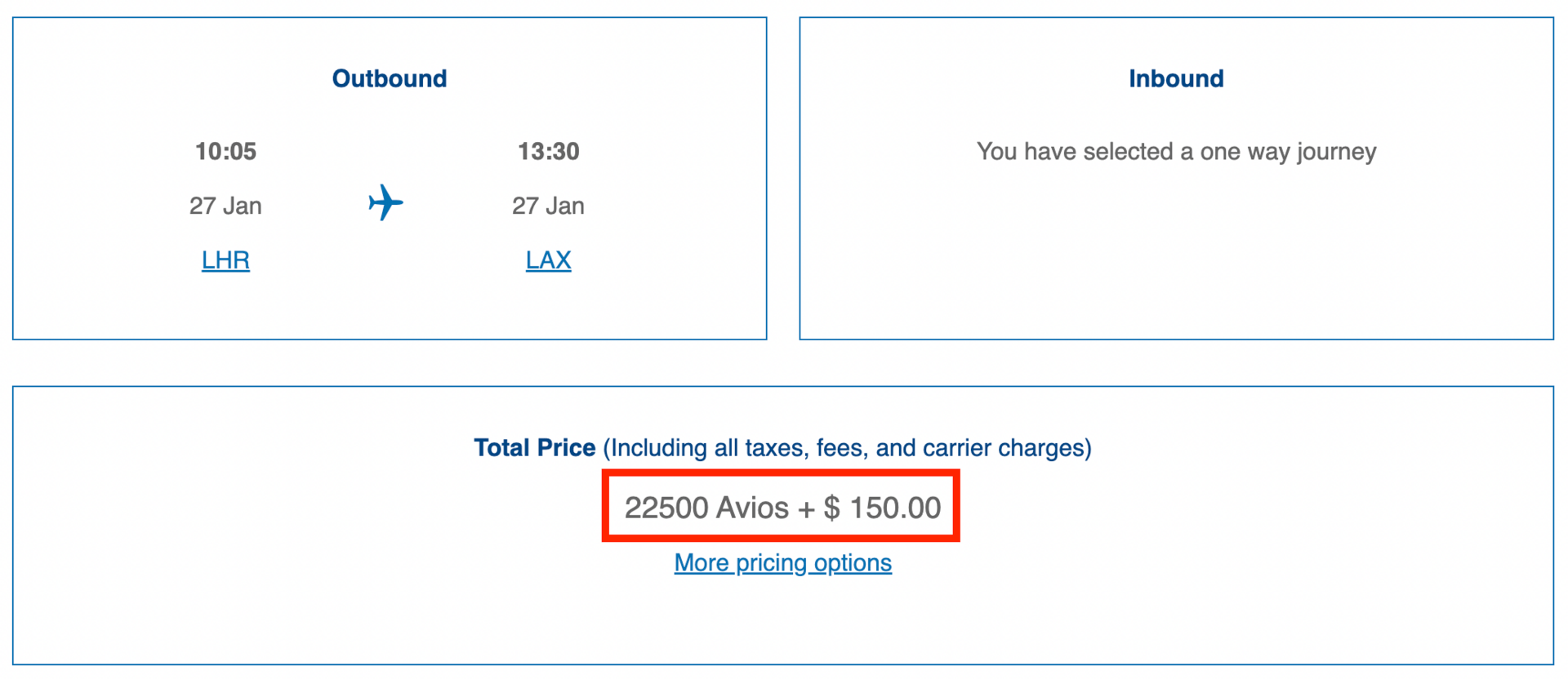 London to Los angeles for 22,500 Avios in economy