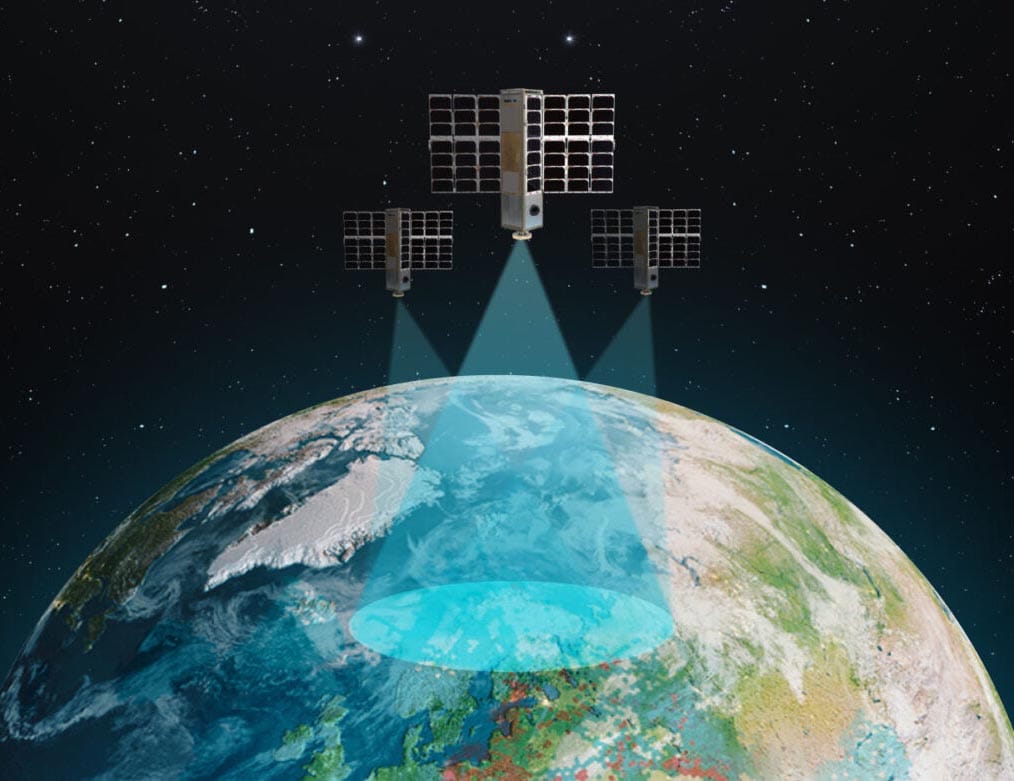 A rendering to depict RF detection from space.