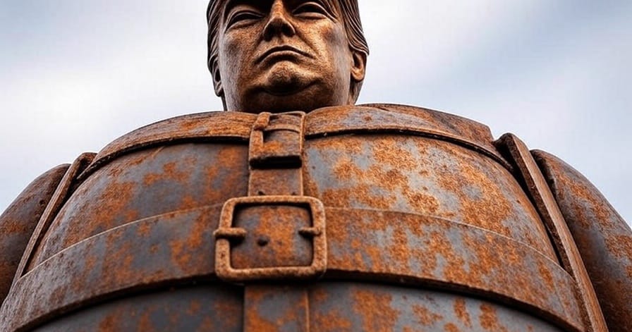 A rusty Trump statue