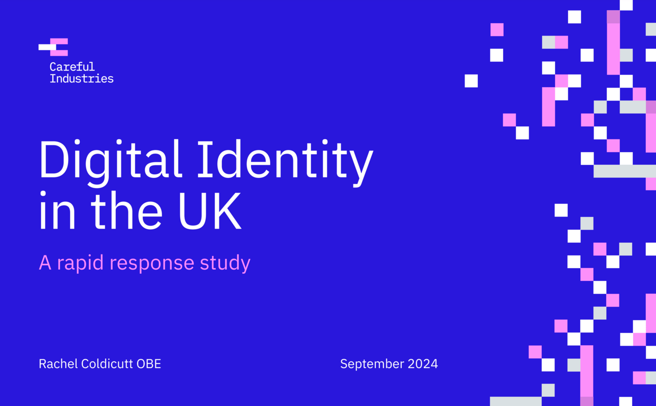 The front cover of Rachel Coldicutt's Digital Identity in the UK report