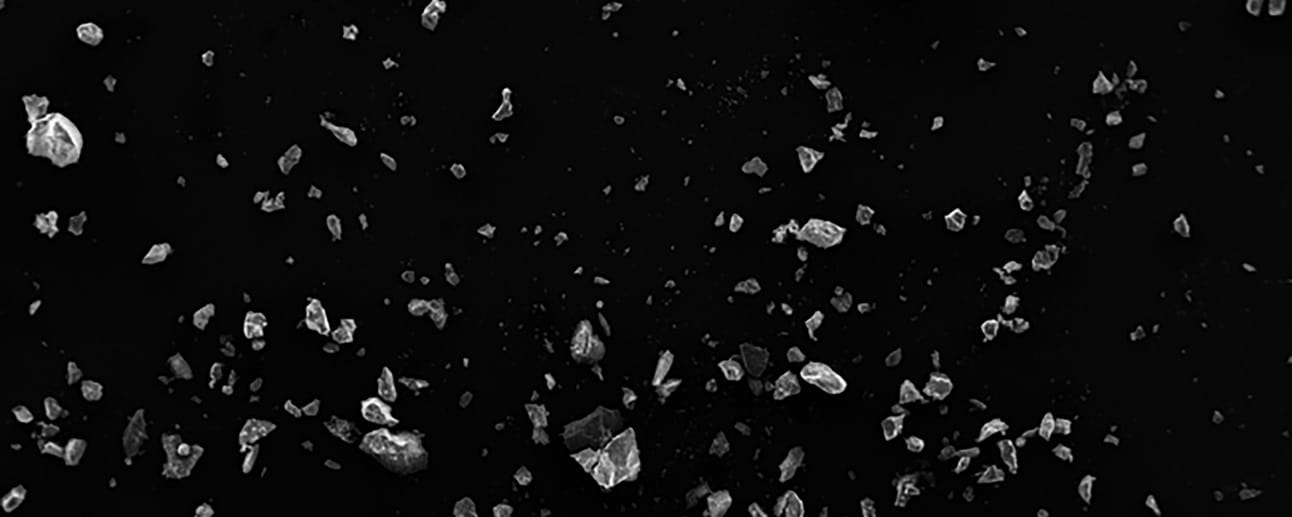 Microscopy image of lunar dust simulant samples. Michaela B. Smith.