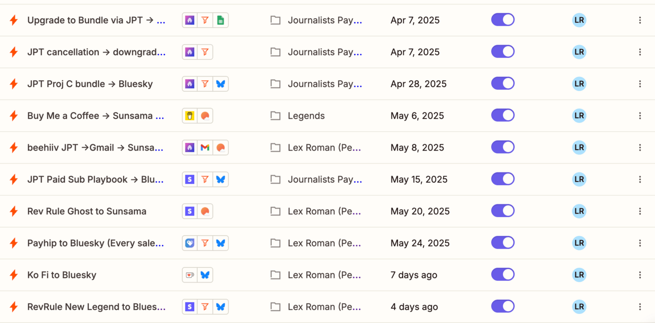 screenshot of my zapier