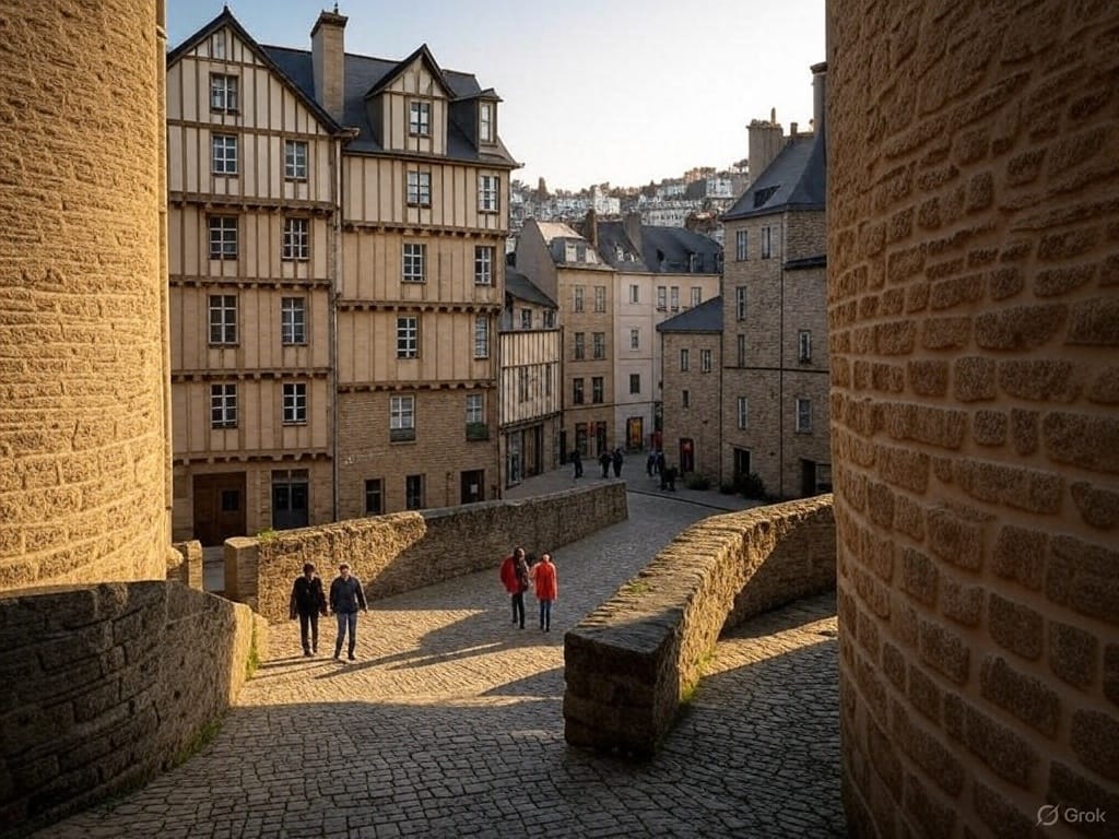 Les remparts historiques et maisons à colombages dans la vieille ville de Vannes
