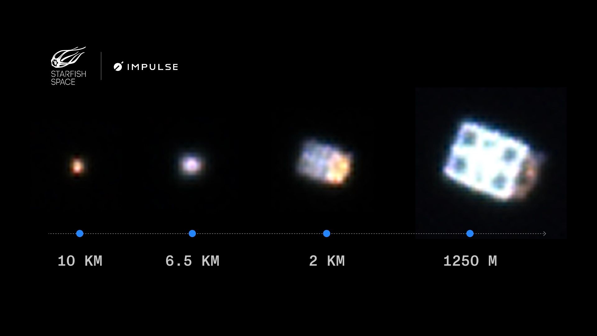 The Mira spacecraft from LEO Express 1 captured as LEO Express 2 approaches during the Remora mission’s autonomous rendezvous and proximity operations.