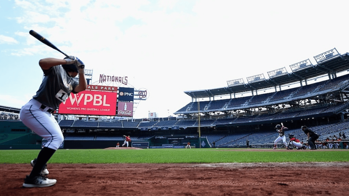 A general view of Nationals Park during the Woman's Professional Baseball League tryouts at Nationals Park 