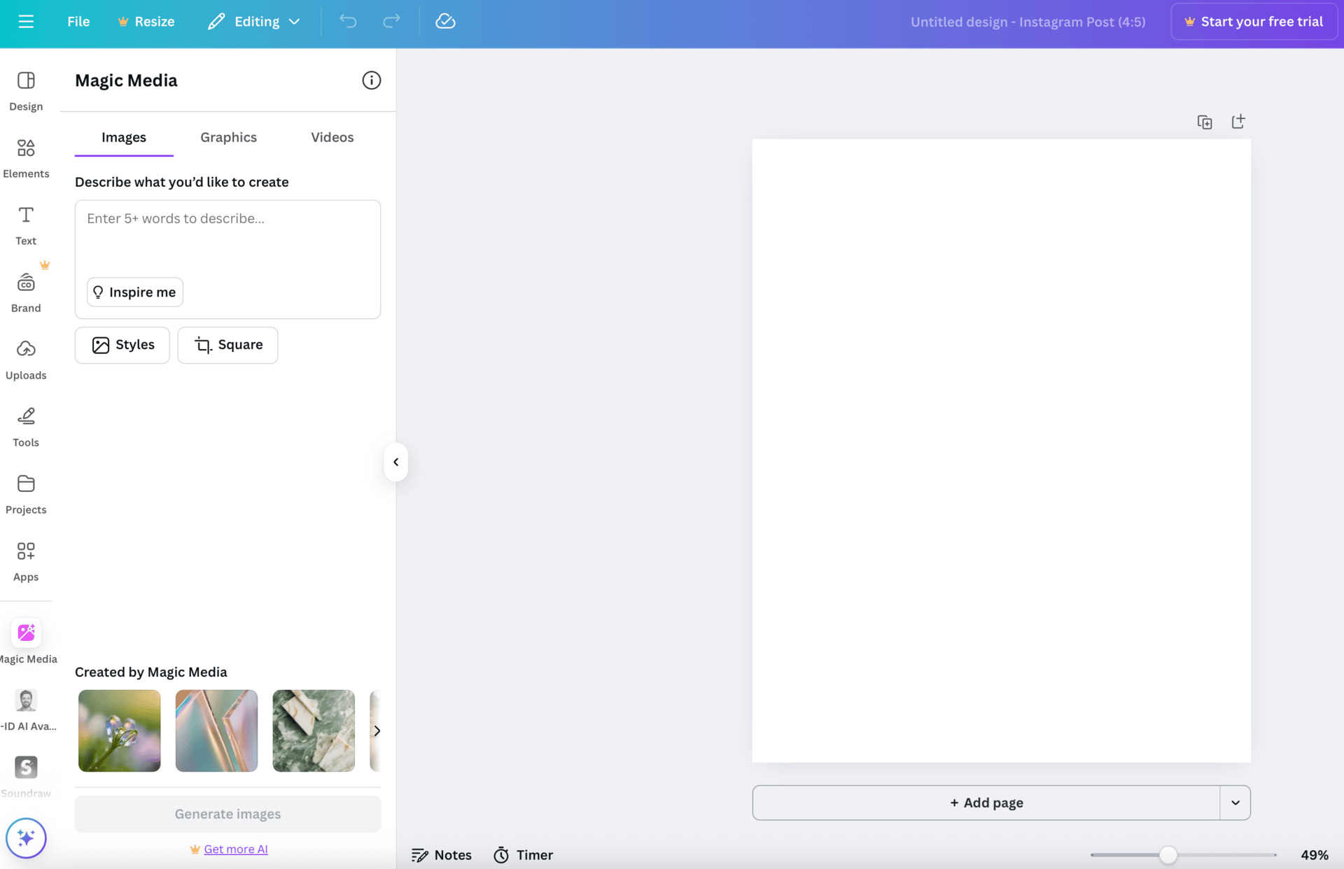 Access Magic Media's AI Image Generator