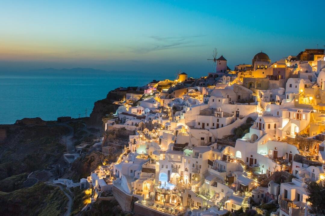 Oia at sunset.