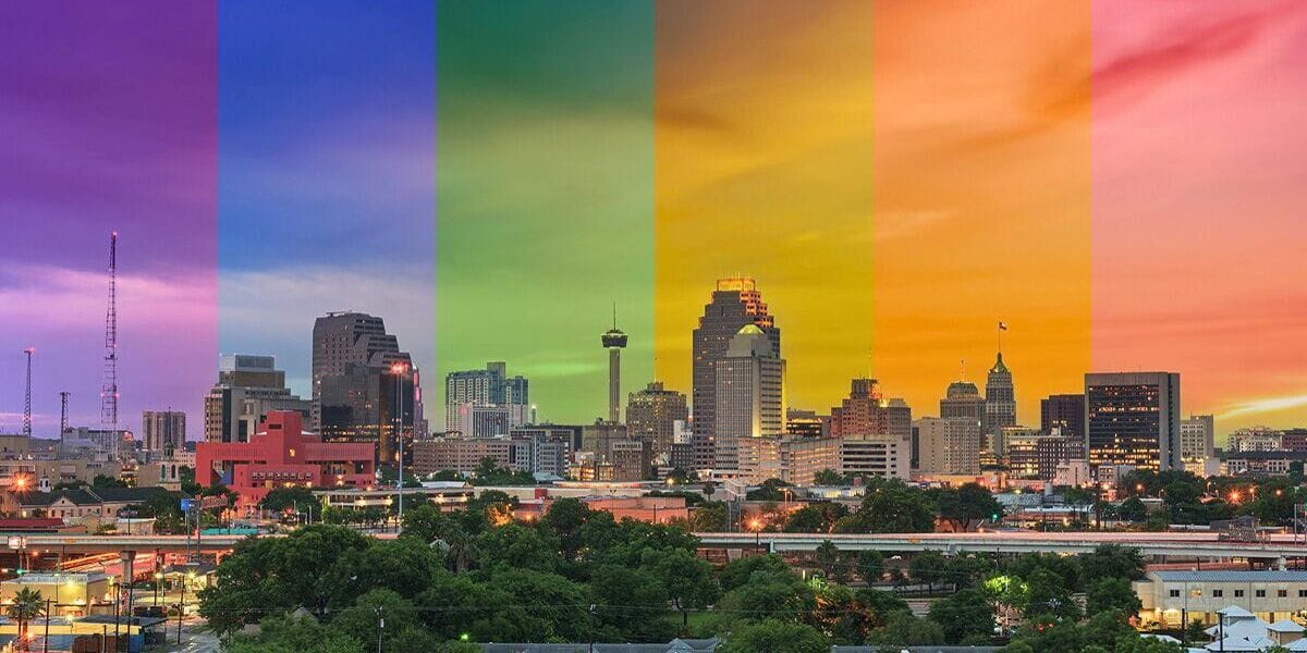 San Antonio rainbow painted