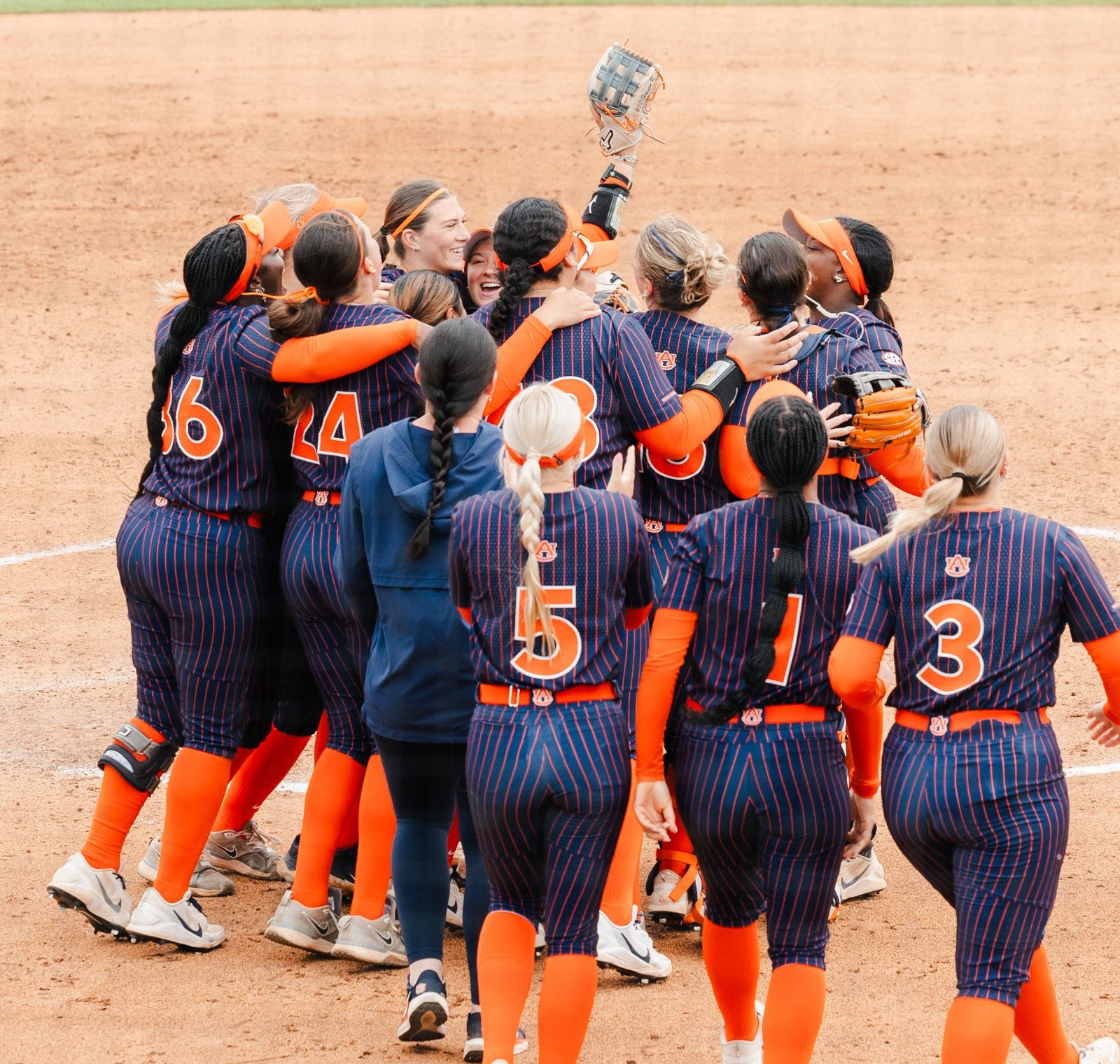 Auburn softball celebrating
